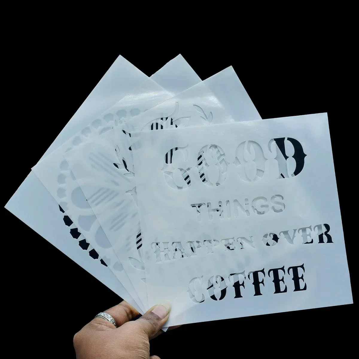 Jags Drawing Stencil Plastic 6x6 4Pcs Set - Creative Craft Tool for Scrapbooking and Art Projects - Image 2
