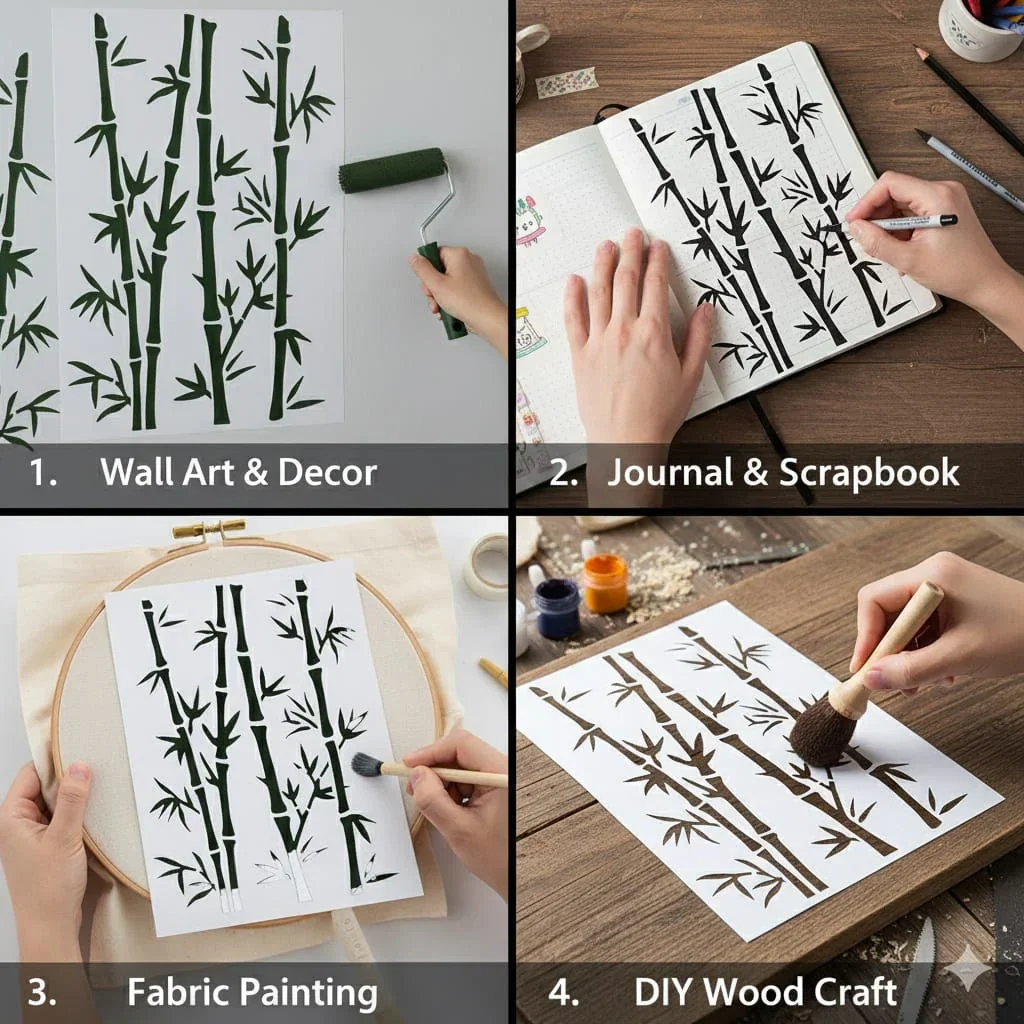 Jags Drawing Stencil Plastic A5 Bamboos Tree - JSPA5-6 - Image 3