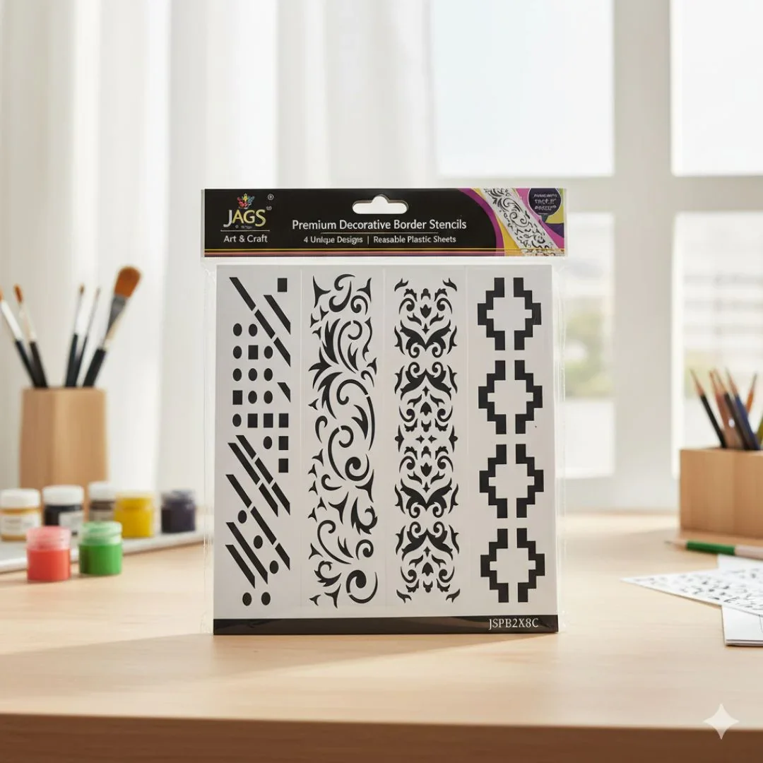 Jags Drawing Stencil Plastic Border I Bookmark stencil 4in1 2x8 Inch - Elevate Your Designs with Exquisite Border Stencils! - Image 5