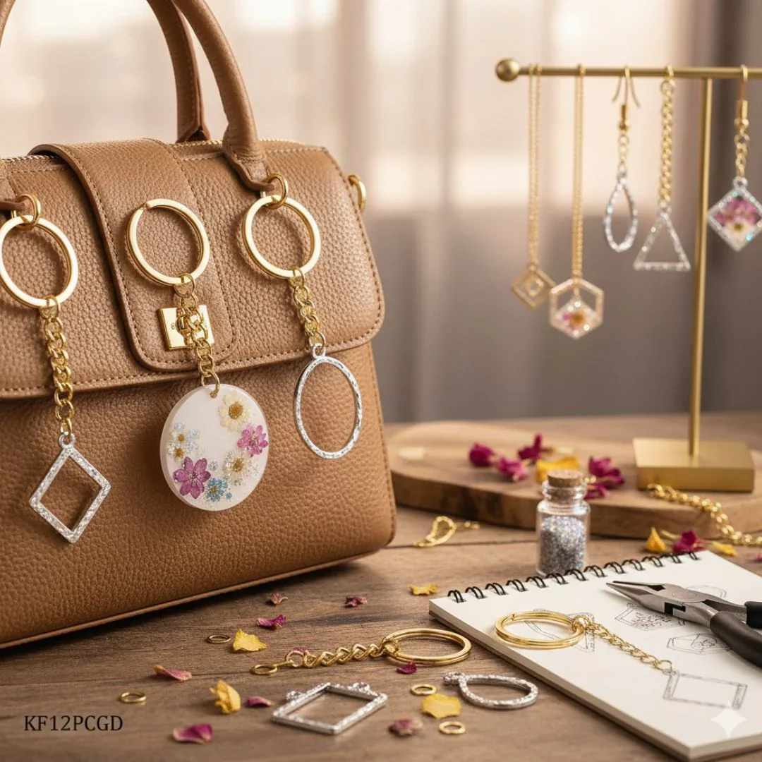 12 Piece Golden keychain ring with ring - Image 5