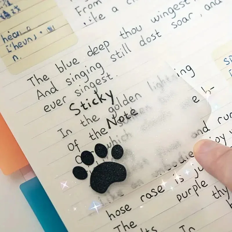 (Buy 1 Get 1 Free) Kawaii glitter transparent paw sticky notes l 50 sheets - Image 5