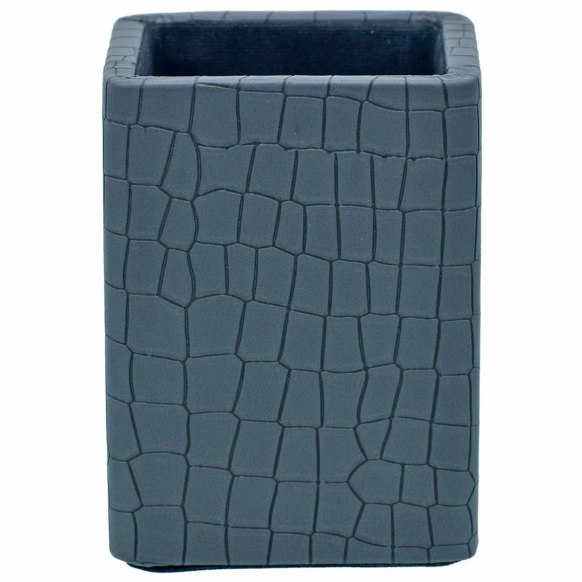 Leather Pen Stand Square Crocodile Gray Tumbler LPSS04 - Image 2