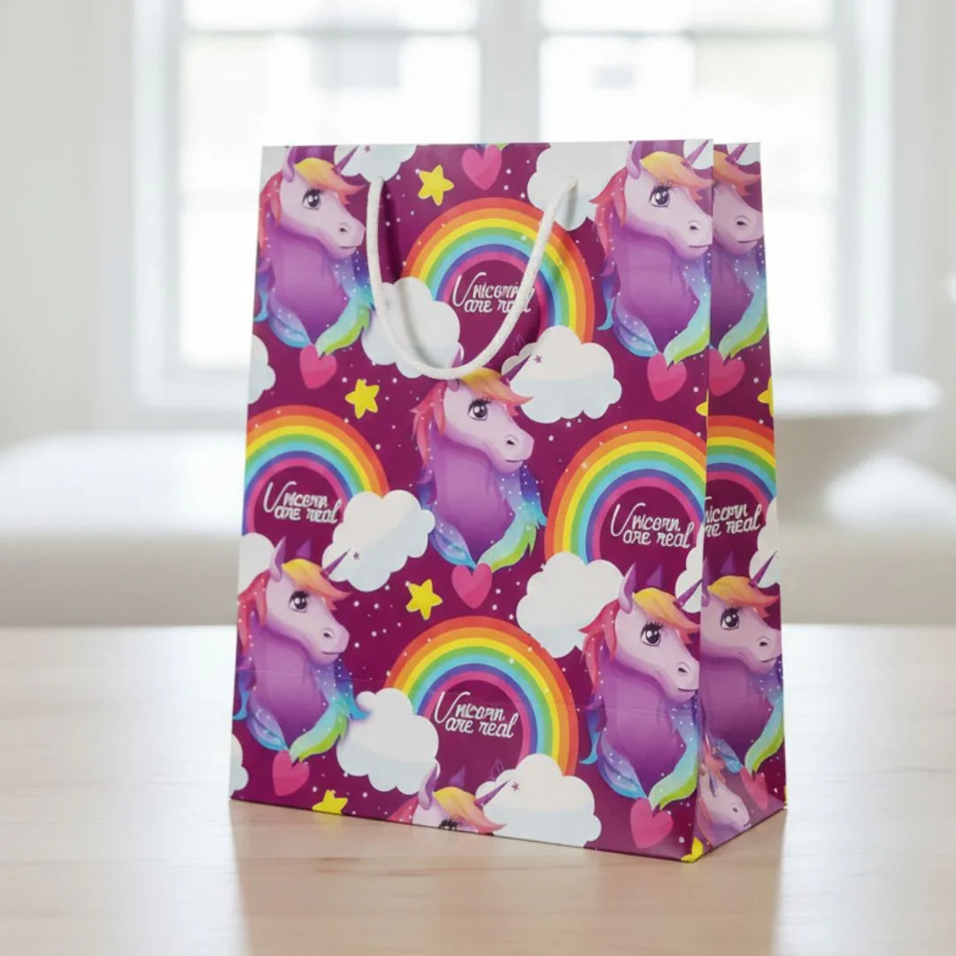 Magical Unicorn Paper Gift Bag | Rainbow & Stars Design l Pack of 1