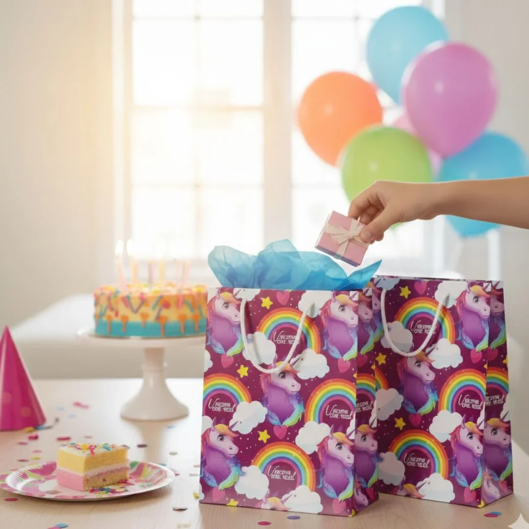 Magical Unicorn Paper Gift Bag | Rainbow & Stars Design l Pack of 1 - Image 3