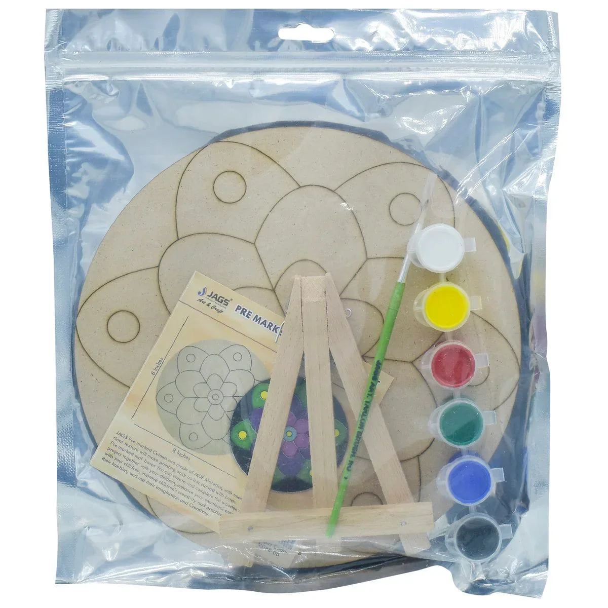 MDF DIY Painting Plate Kit Round Rangoli 8 Inch - Image 4