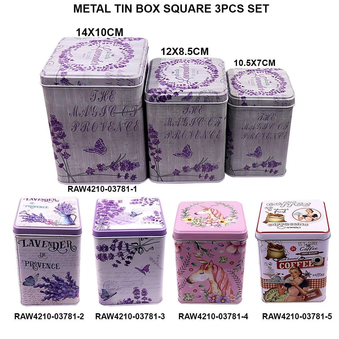 Metal Tin Square Box (3Pcs) Pack of 1 - Image 3