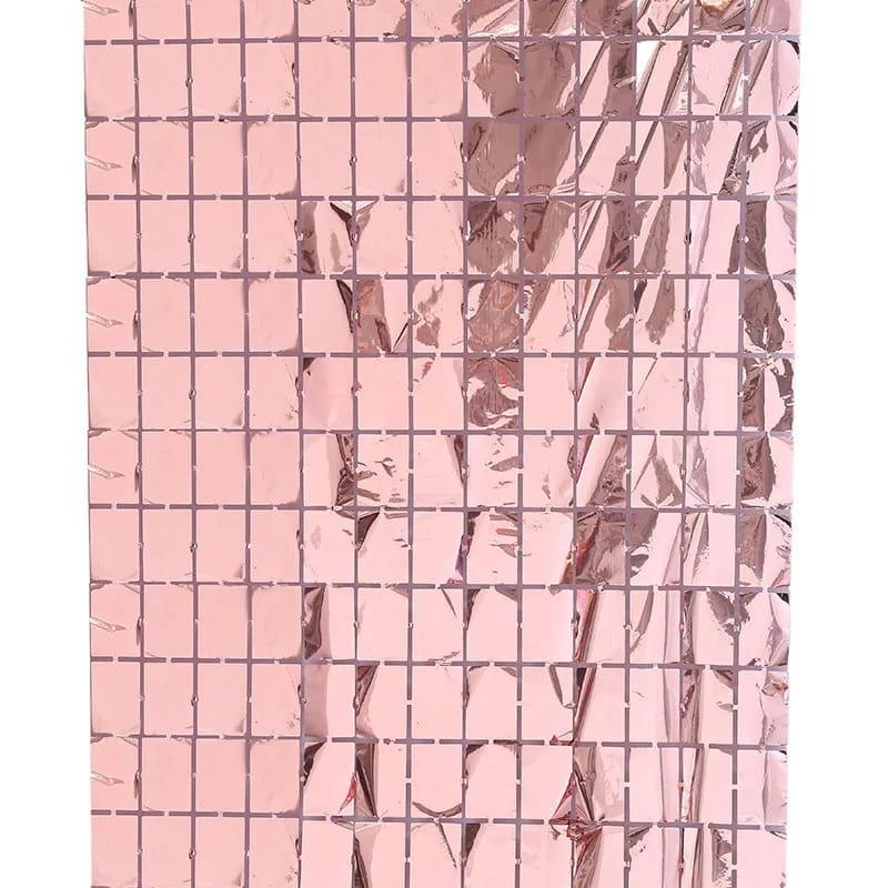 Metallic rose pink  Foil Curtains for Decoration- Fringe backdrop curtains (6X3FT) - Image 2