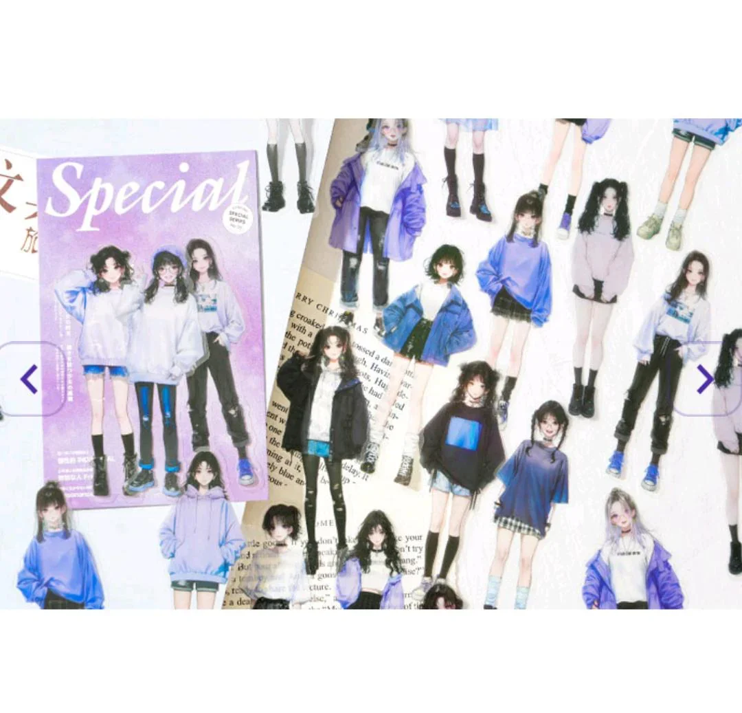 Playful Kawaii Girl Deco Stickers (10pc) - Image 3