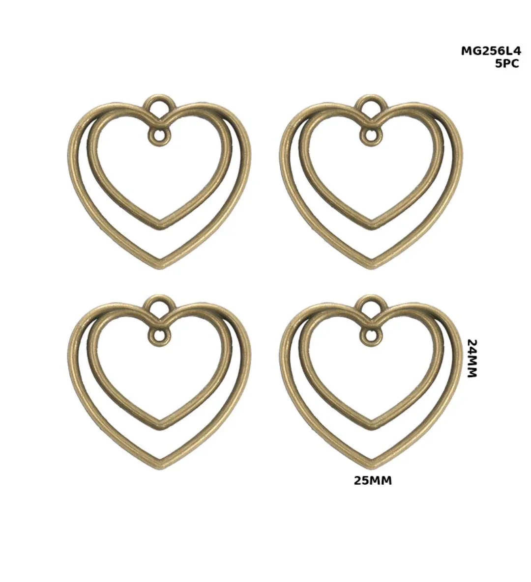 Copper Heart Bezels for Resin (Set of 5) pack of 1 - Image 2