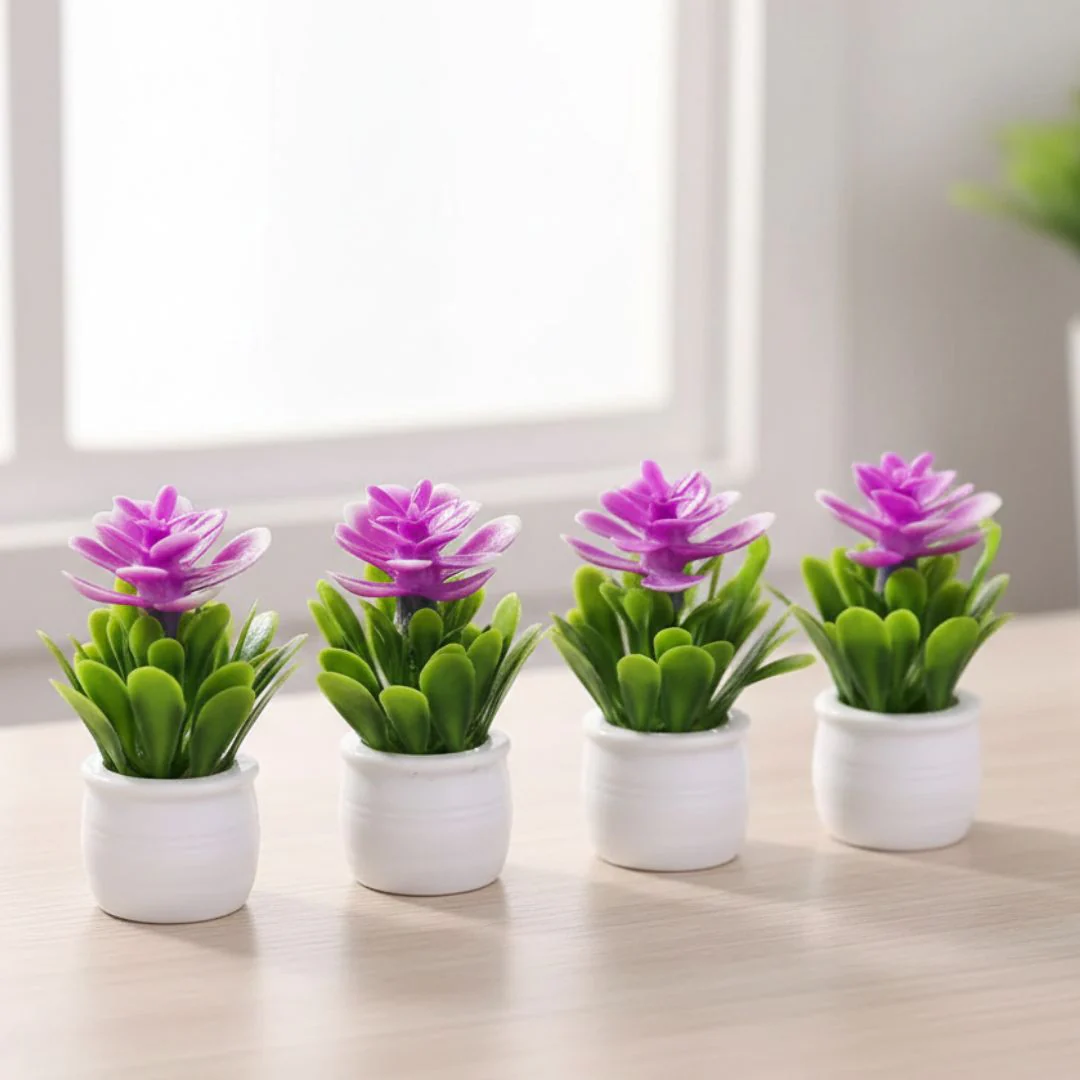 Miniature Purple Flower Trees (4pcs) Pack of 1 - Image 3
