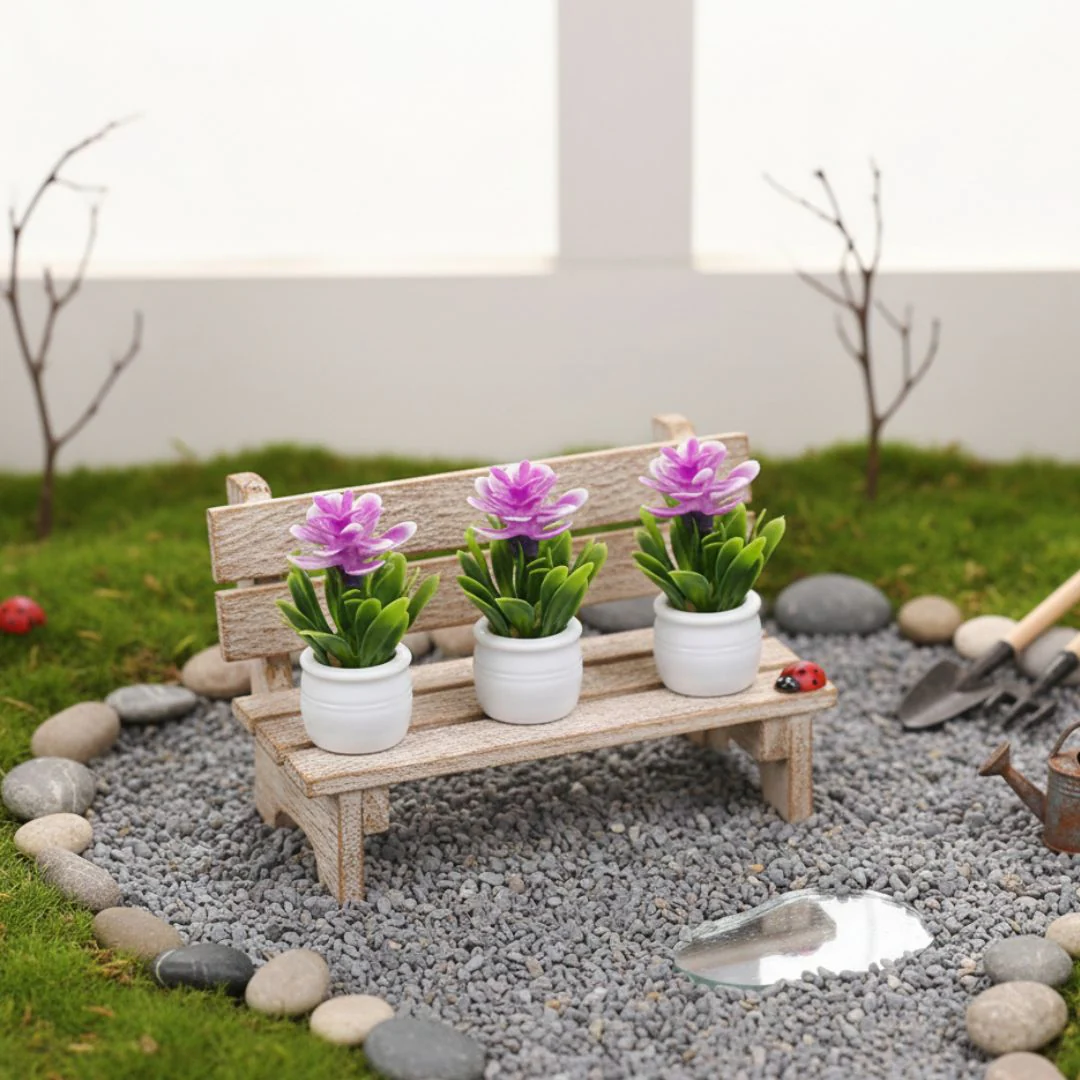 Miniature Purple Flower Trees (4pcs) Pack of 1 - Image 4