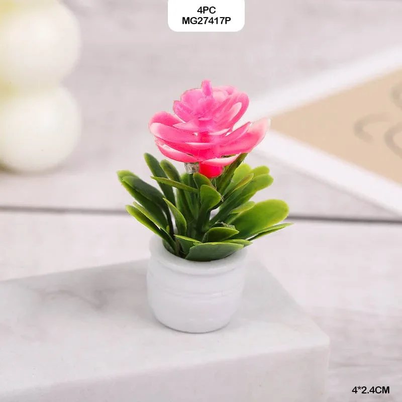Miniature Pink Flowering Trees in Pots | Set of 4 - Image 2