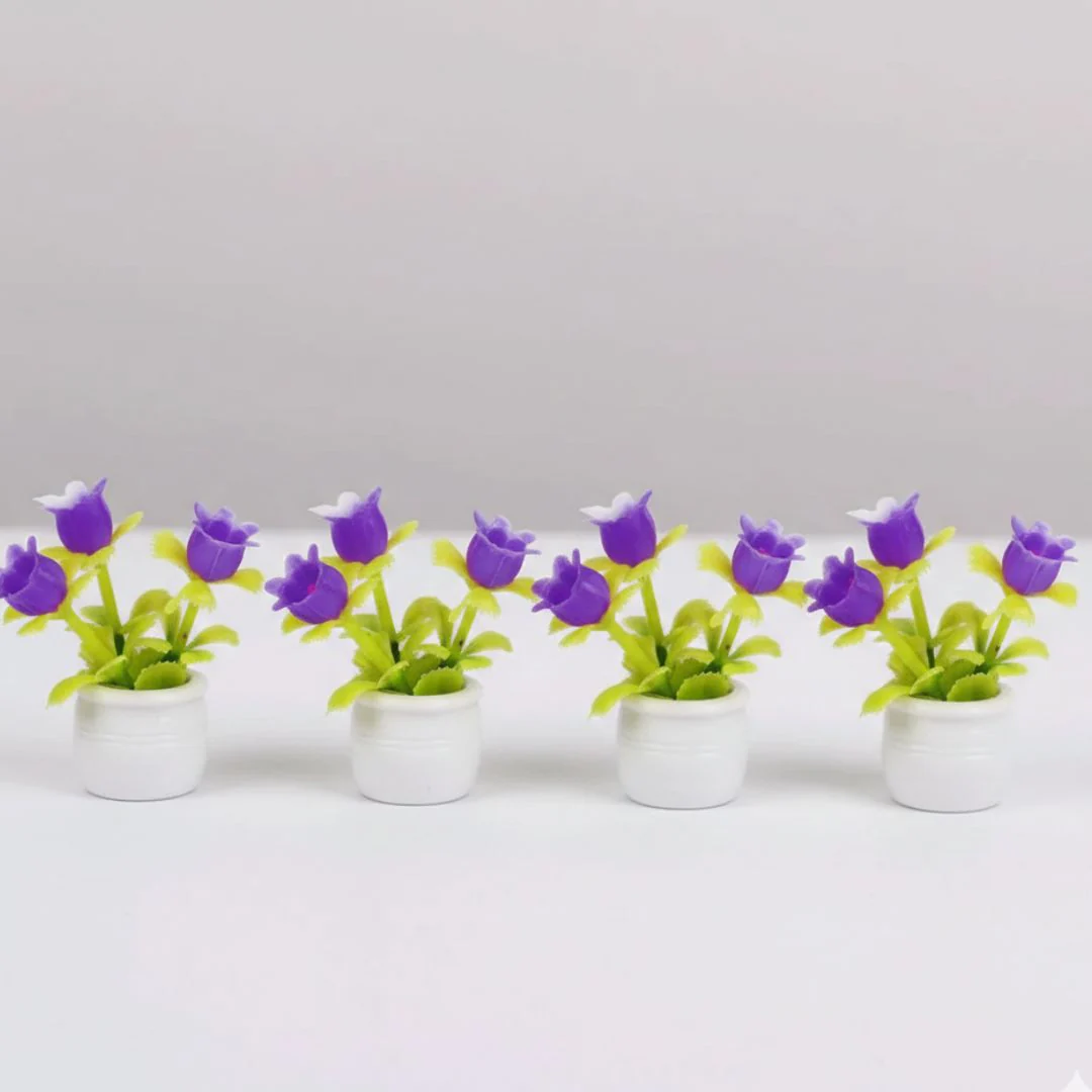 Miniature Potted Flowering Trees (Set of 4) for Fairy Gardens & Models - Image 2