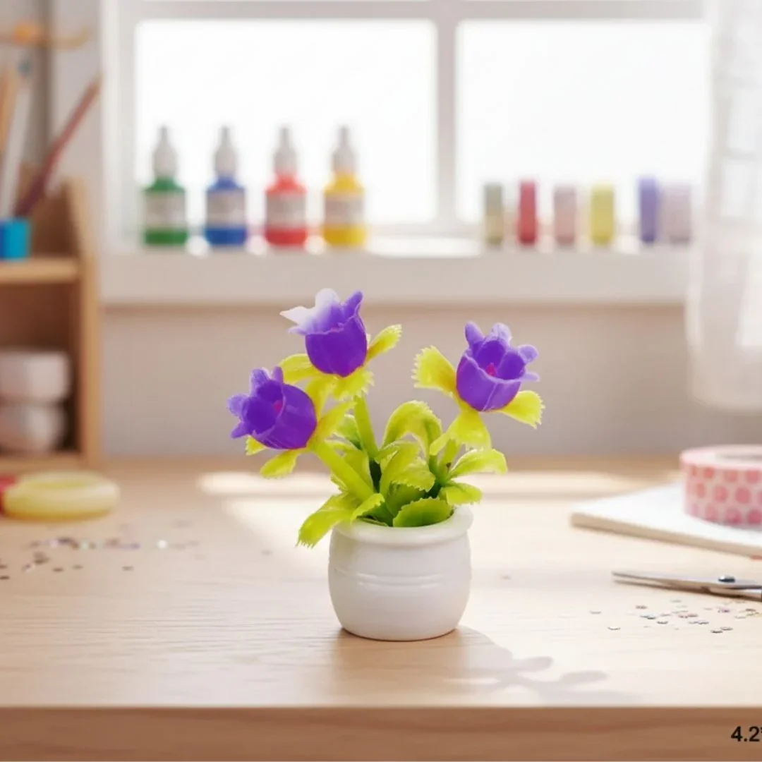Miniature Potted Flowering Trees (Set of 4) for Fairy Gardens & Models - Image 3