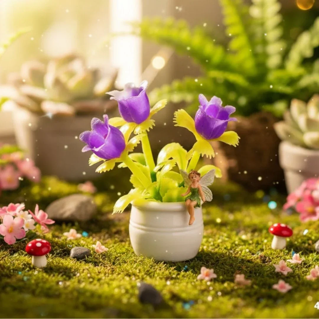 Miniature Potted Flowering Trees (Set of 4) for Fairy Gardens & Models - Image 4