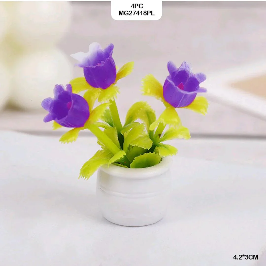 Miniature Potted Flowering Trees (Set of 4) for Fairy Gardens & Models - Image 5