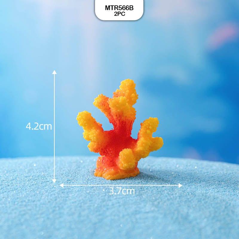 Miniature Orange Coral Reef Decorative Model 4.2cm (2 Pcs) Pack of 1 - Image 2