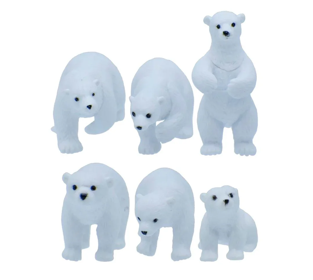 Miniature Polar Bear Figurines Set of 6 – Cute DIY Decor | C0696-A