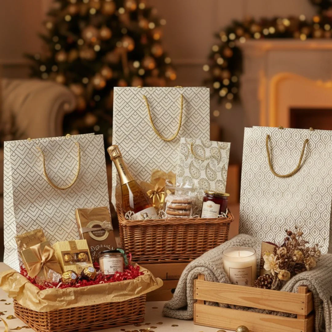 Paper Bags Gold Flower Design Gift Bags for Gifting, Weddings, Birthday (30cmx 24.5cm) Pack of 1 - Image 6