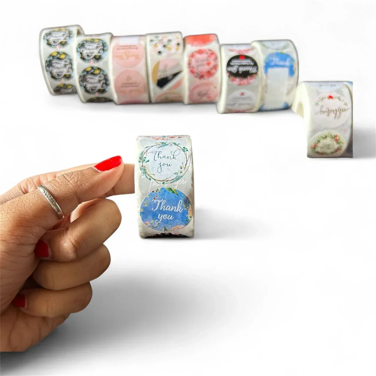 Jumbo Roll  Thank you  paper tape l pack  of 1 roll contains 500 stickers - Image 5