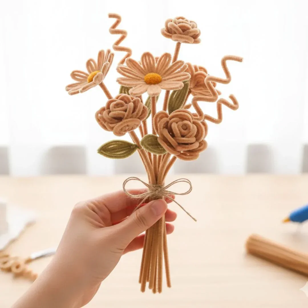 Pastel Beige Pipe Cleaner Plain l Pack of 100Pc l - Image 3