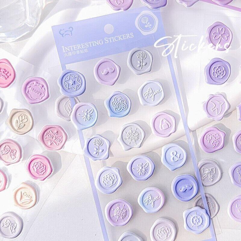 Pastel dreamy wax stamp sticker- pack of 1 sheet - Image 2