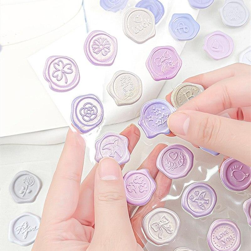 Pastel dreamy wax stamp sticker- pack of 1 sheet - Image 3