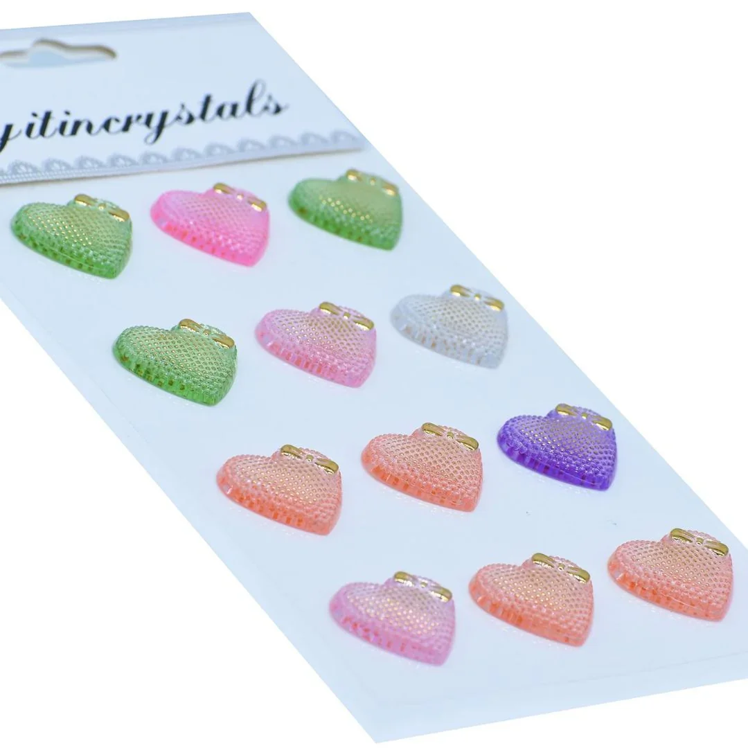 Pastel Heart Crystal Stickers(12pcs) Pack of 1 - Image 2