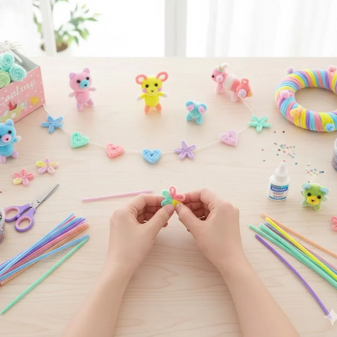 Pastel Pipe Cleaner Plain 90-100Pc Multi Coloured I Thick Quality I Washable Premium Quality - Image 9