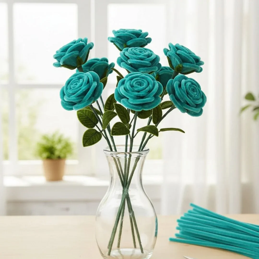 Peacock Blue Pipe Cleaner Plain l Pack of 100Pc - Image 3
