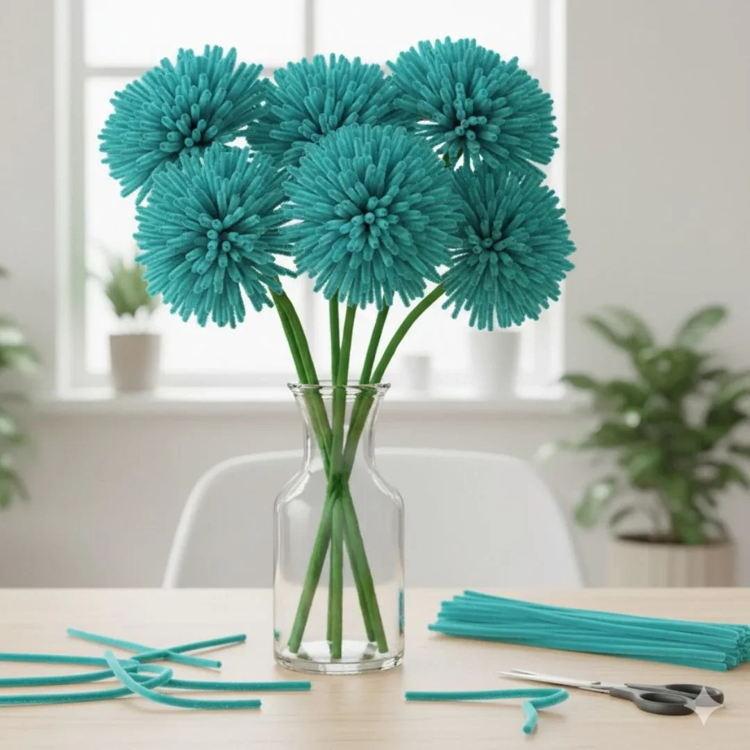 Peacock Blue Pipe Cleaner Plain l Pack of 100Pc - Image 4