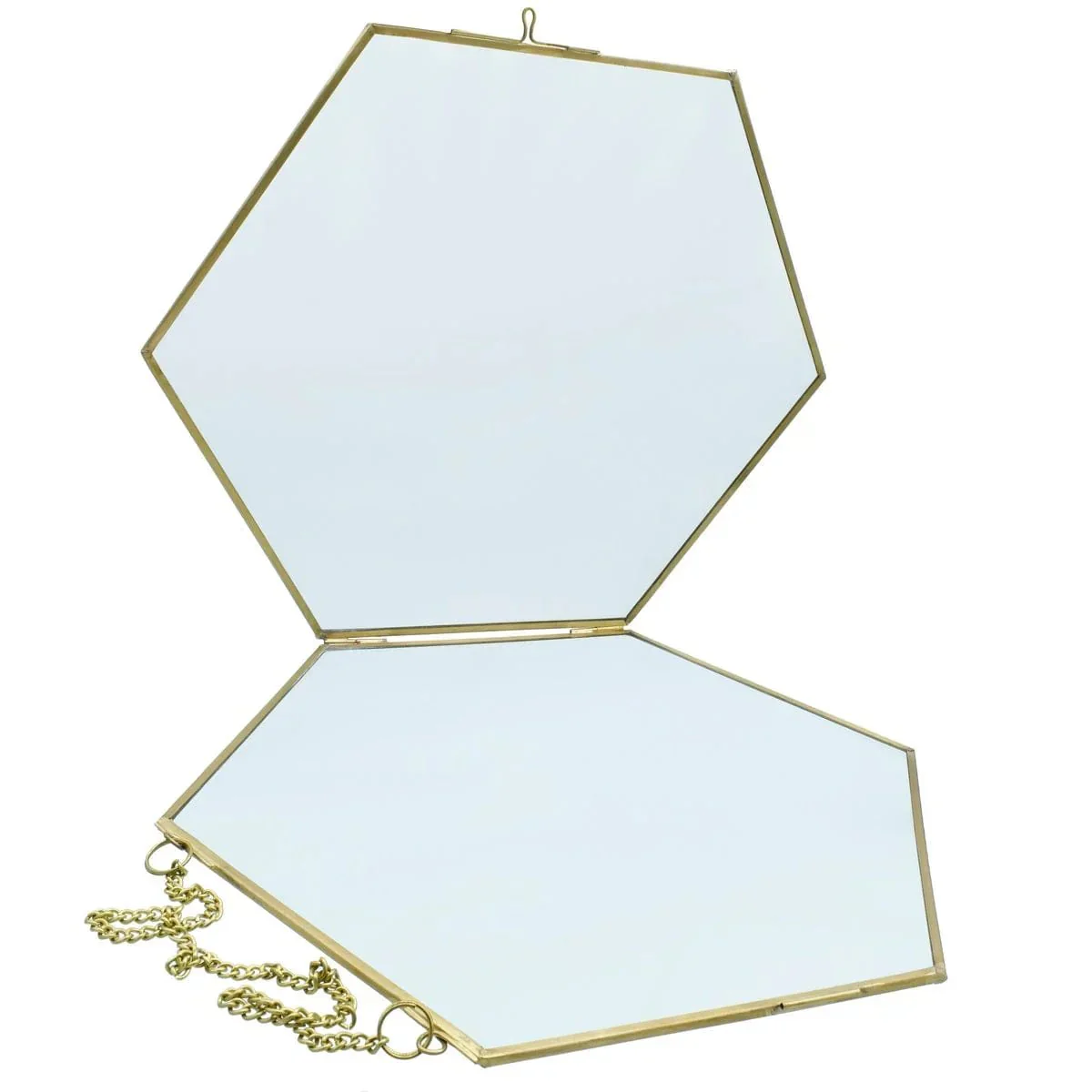 Photo Frame Brass Glass Hexagon 8Inch - Image 3