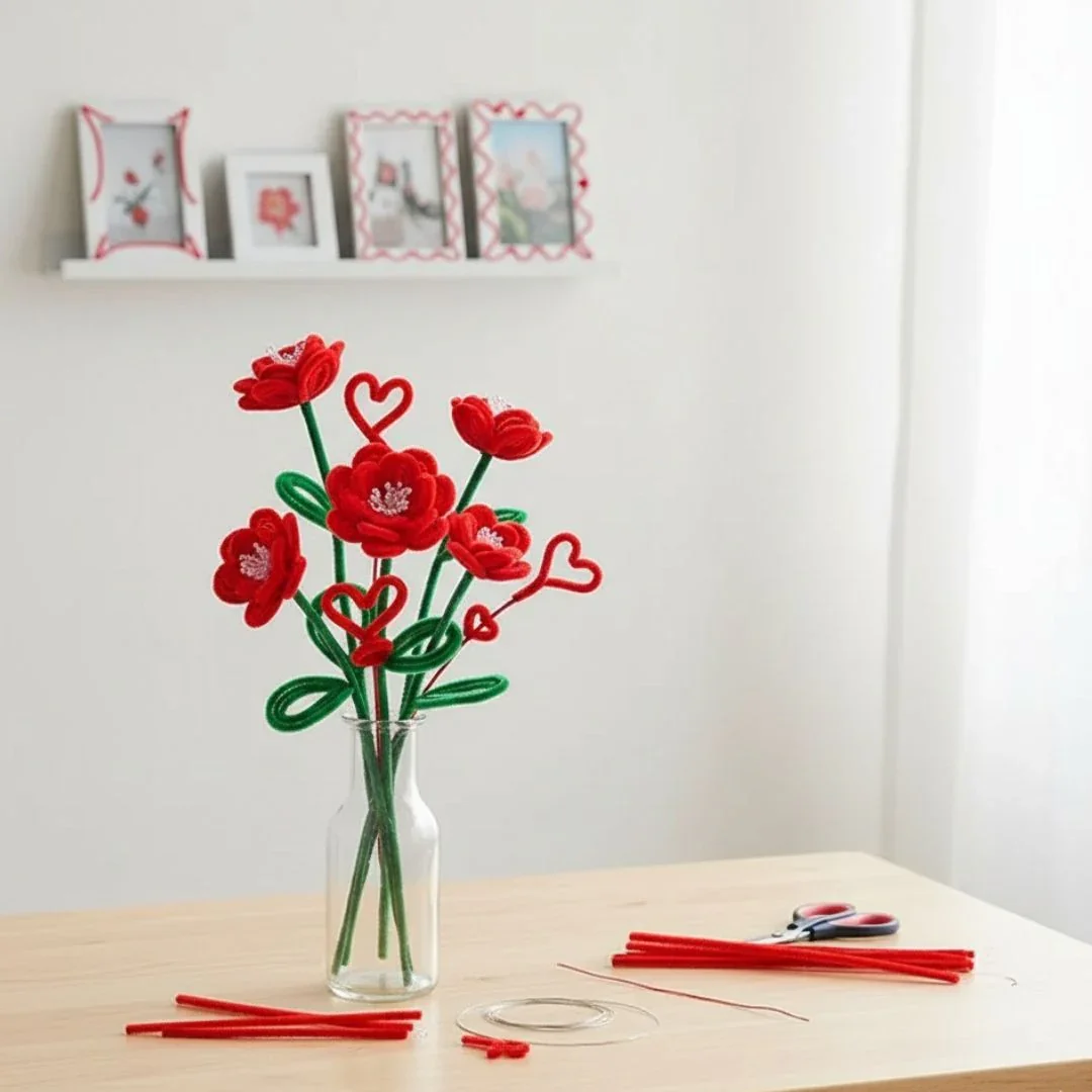 Valentine Red Pipe Cleaners for Craft & Bouquet | 100 Pc Pack | - Image 3