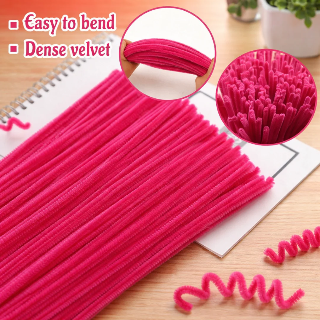 Strawberry Pink Plain Pipe Cleaner for Craft and Bouquet l 100Pc Pack of 1