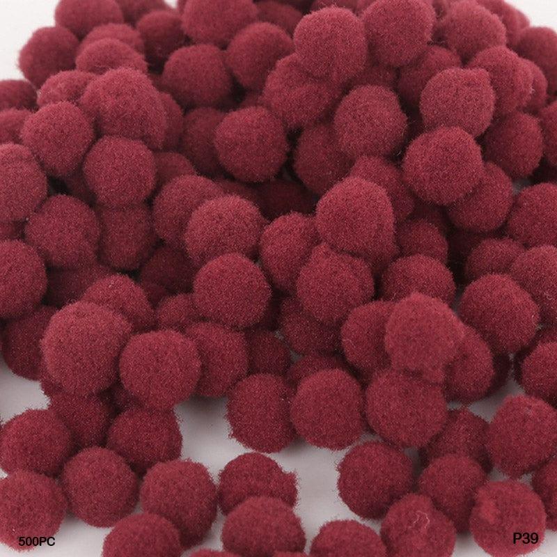 Pompom Plain Medium  2Cm Maroon 500Pc P39