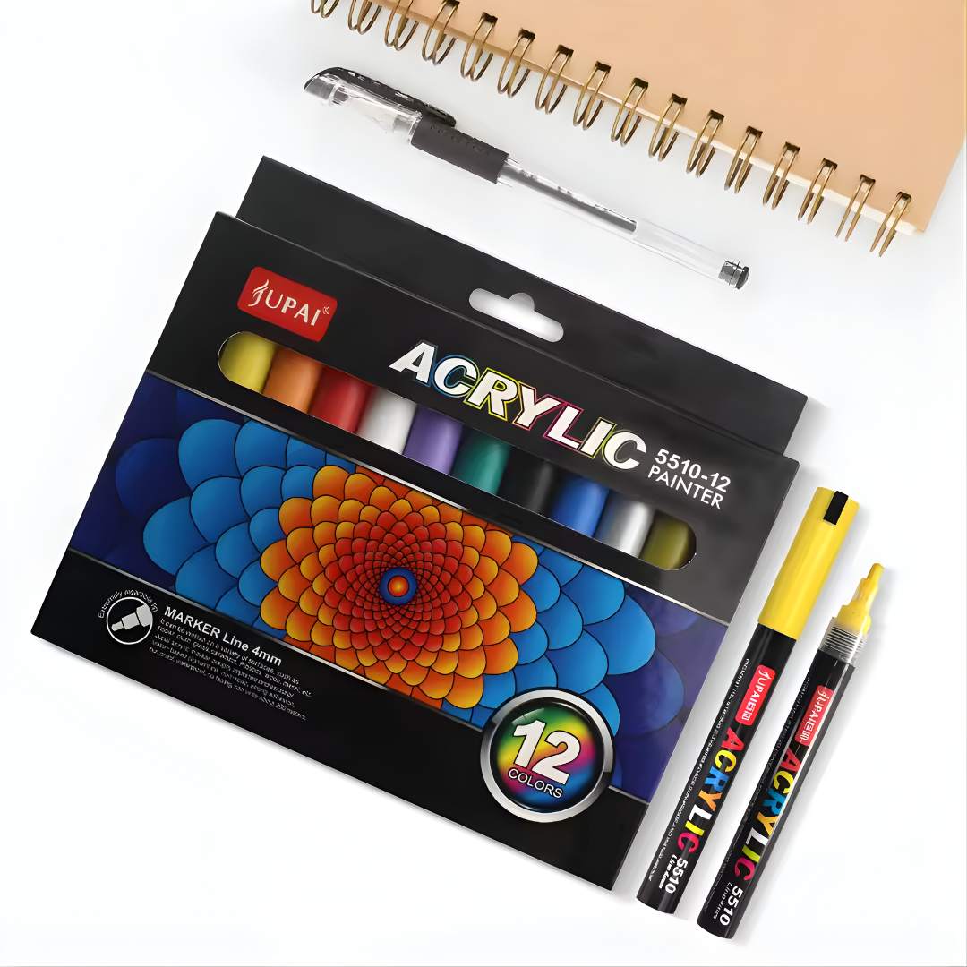 Acrylic marker 12 shades | Chrome shades | German Ink Pack of 1 - Image 2