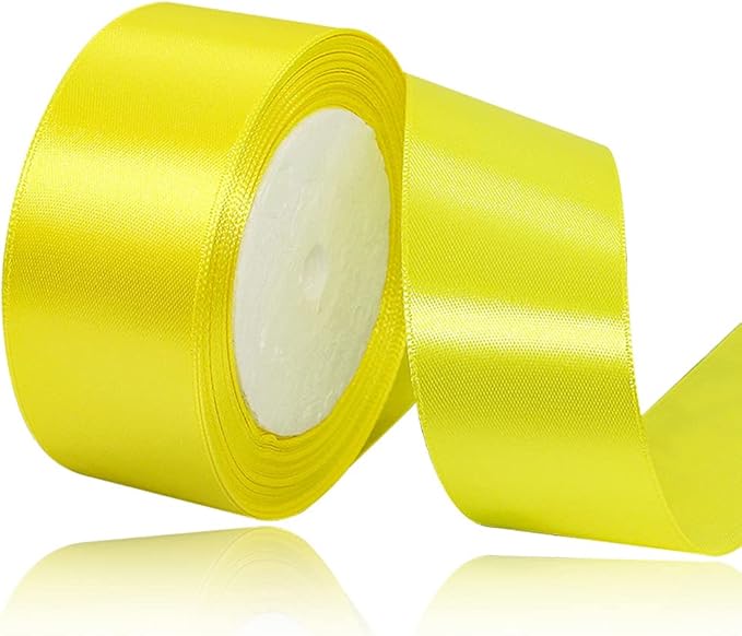Yellow Premium 1.5 inch double faced satin ribbon l Pack of 1 (10 meters) - Image 2