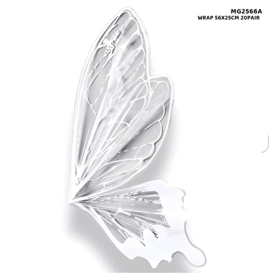 Premium White Butterfly Wing Wrapping Paper Sheets | 20-Pair Pack - Image 2