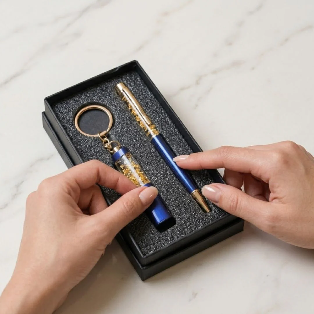 Crystal Pen & Foiled Keychain Gift Set | Pack Of 1 - Image 4