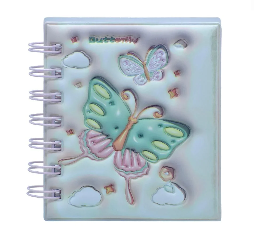 Spiral Bound Notebook Diary – Butterfly Emboss Print A7 - Image 2