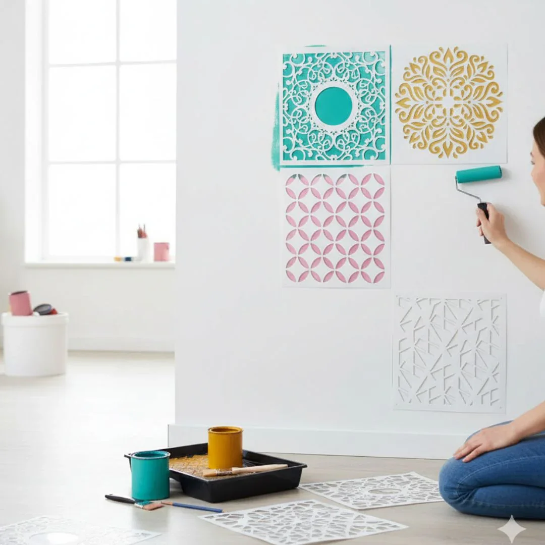 Abstract Pattern Stencil Set – DIY Wall Art, Painting & Craft Templates | Pack of 1 - Image 4