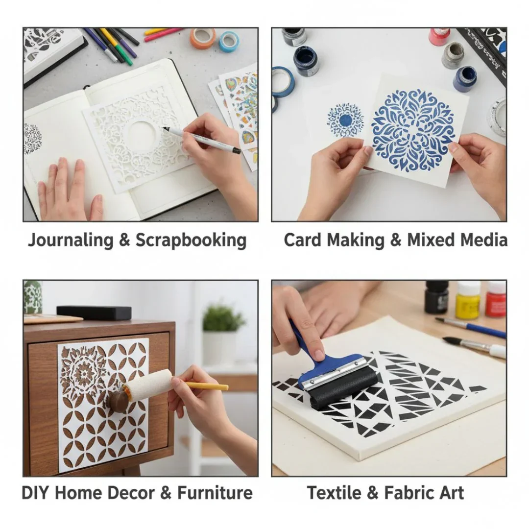 Abstract Pattern Stencil Set – DIY Wall Art, Painting & Craft Templates | Pack of 1 - Image 5