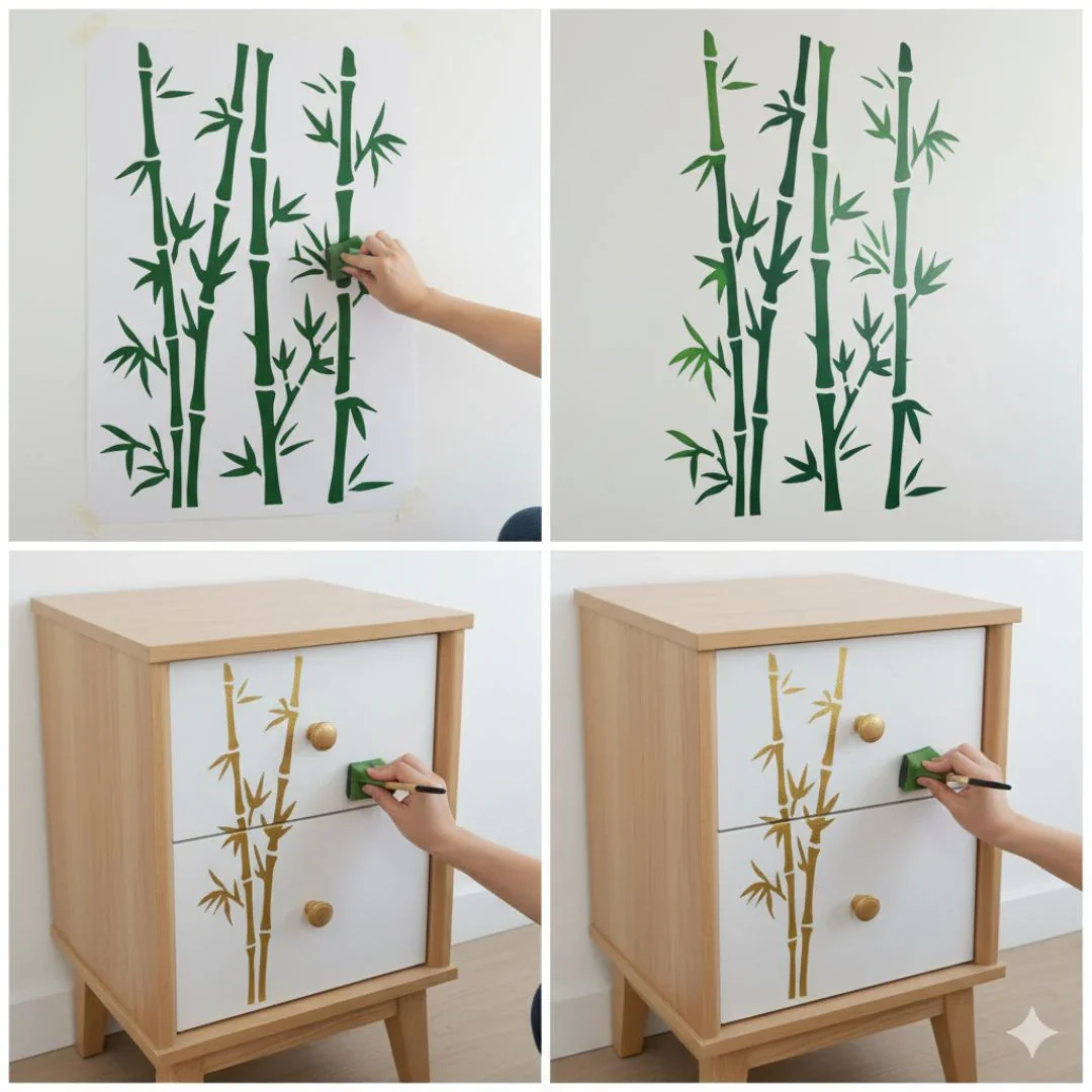 Drawing Stencil Plastic A4 Bamboo Trees - Image 4