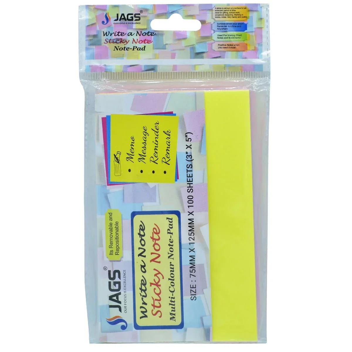 Sticky Note Pad | Neon | Multi Colour | (100Sheet) (3X5Inch) - Image 3