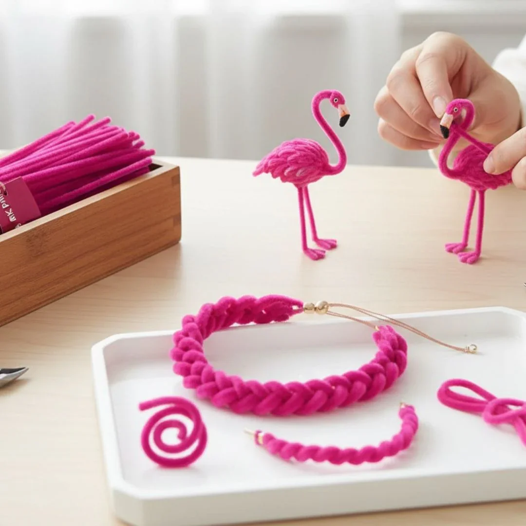 Dark Pink Pipe Cleaners for Craft & Bouquet | 100 Pc Pack - Image 6