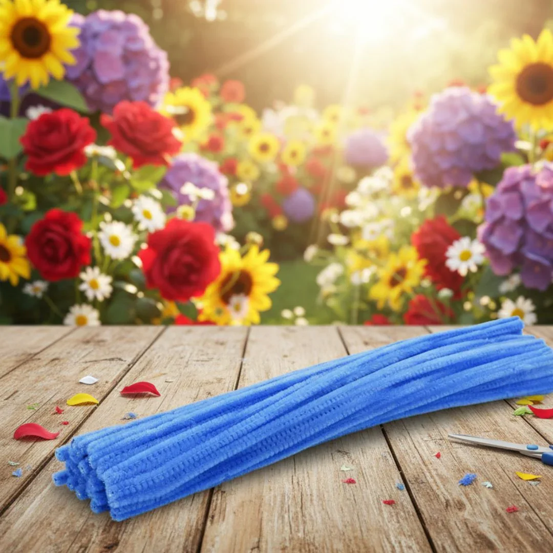 Blue Plain Pipe Cleaner for Craft and Bouquet l Pack of 100Pc - Image 7
