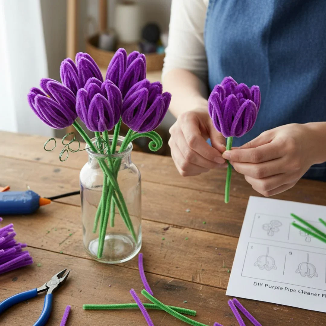 Purple Plain Pipe Cleaner for Craft and Bouquet l Pack of 100Pc - Image 4
