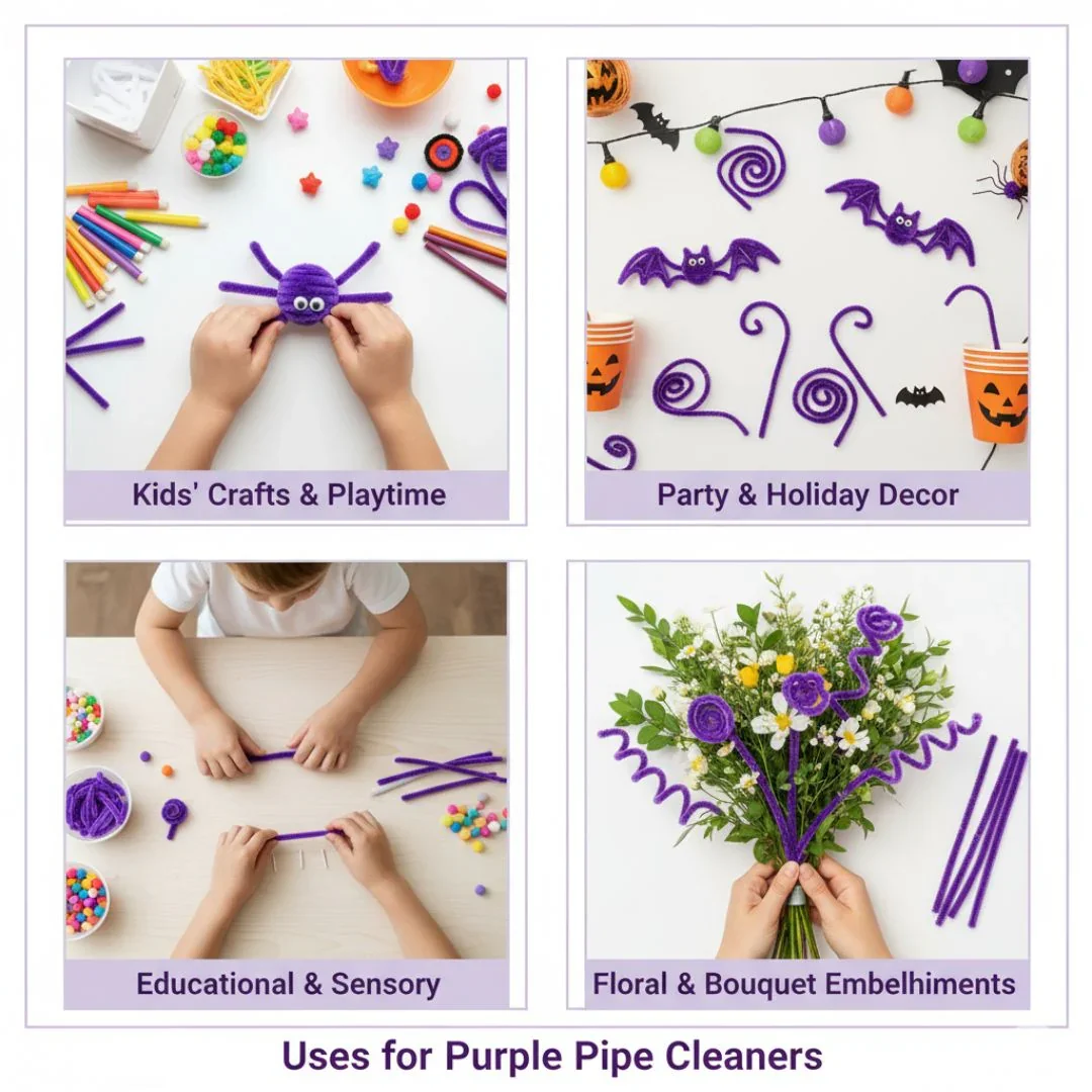 Purple Plain Pipe Cleaner for Craft and Bouquet l Pack of 100Pc - Image 7
