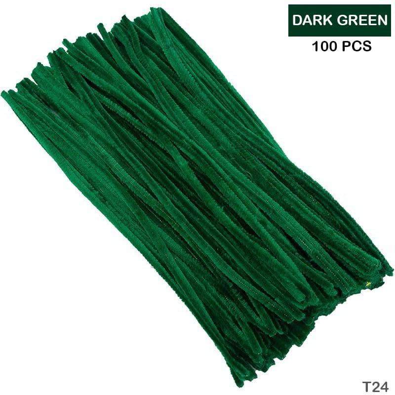 Dark Green Plain Pipe Cleaner for Craft and Bouquet | made with EXTRA FURRING & thickness