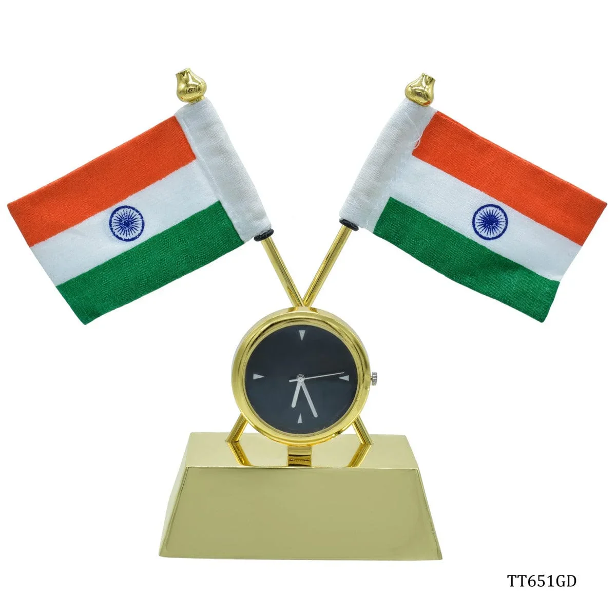 Table Top Cross Flag Golden With Watch